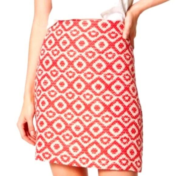 NWOT  Loft Geo Jacquard Metallic Shift Skirt 10L Long - Picture 1 of 7